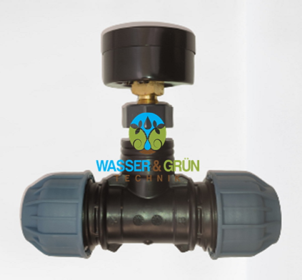 Manometer mit 1/4" AG, 50 mm,  0-6 bar oder 0-10 bar, Drucküberwachung, mit PE-Rohr Verschraubung